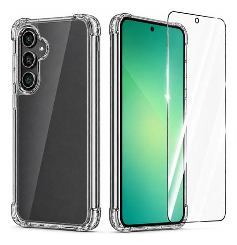 Capa transparente com cantos reforçados e película para celular