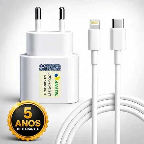 Carregador de tomada branco com cabo