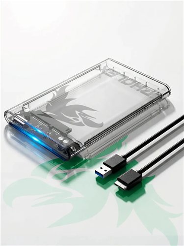 Gaveta externa transparente para HD ou SSD de 2,5 polegadas