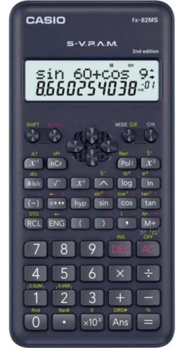 Calculadora científica preta vista de frente