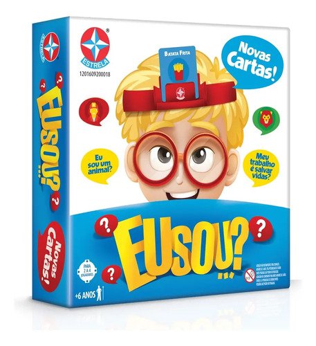 Caixa do jogo de adivinhação Eu Sou...?, da Estrela, com tiaras e cartas