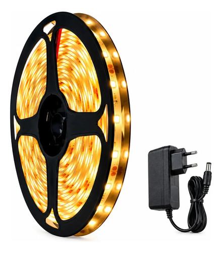 Rolo de fita de LED de luz branco-quente com fonte