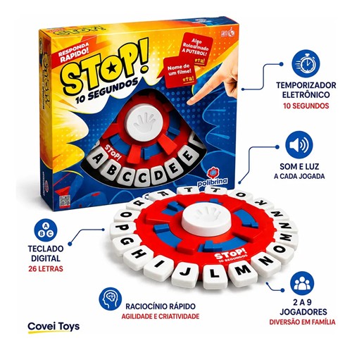 Jogo Stop eletrônico com teclado de letras
