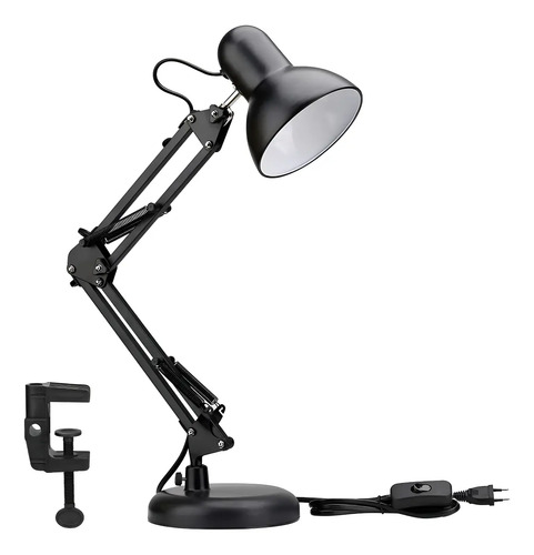 Luminária de mesa articulada preta