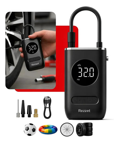 Mini compressor de ar portátil com visor digital