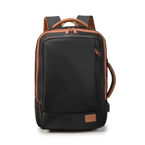 Mochila preta para notebook com entrada USB lateral