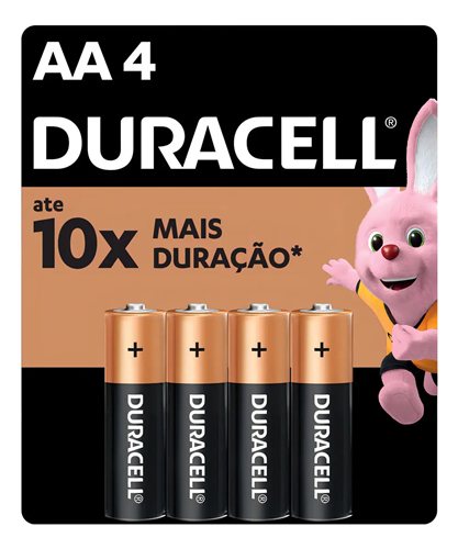 Cartela com quatro pilhas AA Duracell
