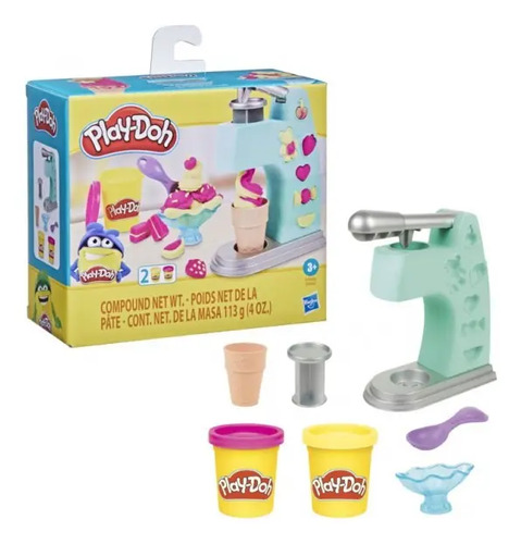 Brinquedo de sorveteria em miniatura com potes de massa de modelar coloridos