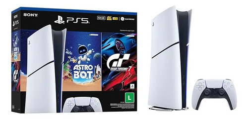 Console PlayStation 5 Slim Digital branco com dois jogos