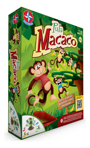 Caixa de jogo infantil com uma árvore de plástico e macaquinhos coloridos