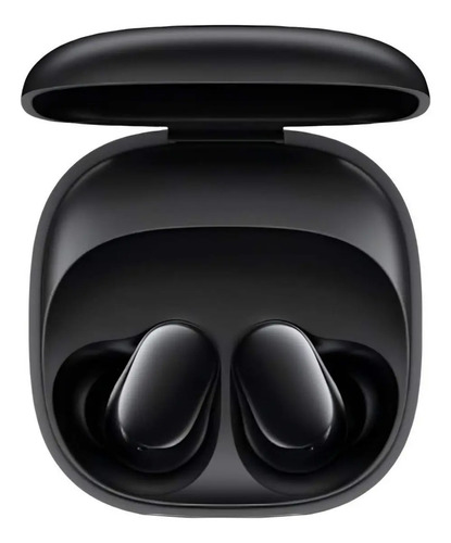 Fones de ouvido sem fio pretos com estojo de carga