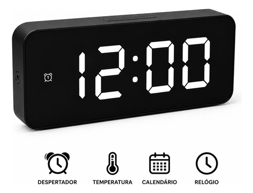 Relógio digital de mesa com visor de LED