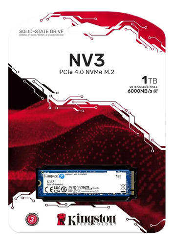 Embalagem de um SSD Kingston NV3 de 1 TB