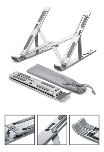 Suporte de alumínio dobrável para notebook