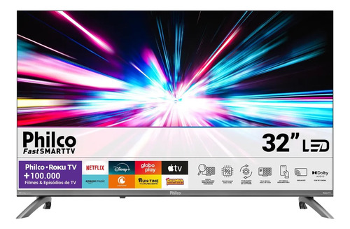 Smart TV de 32 polegadas com tela inicial de aplicativos