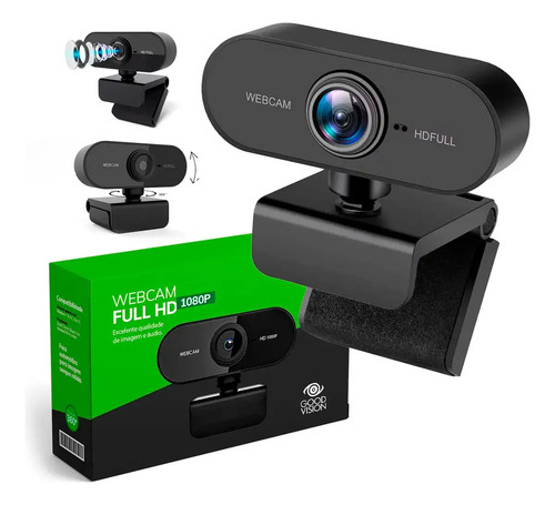 Webcam preta com clipe para monitor